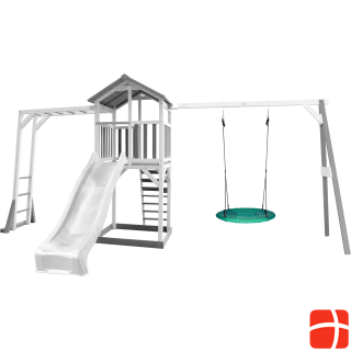 Axi Beach Tower Play Tower with Climbing Frame and Summer Nest Swing - White Slide