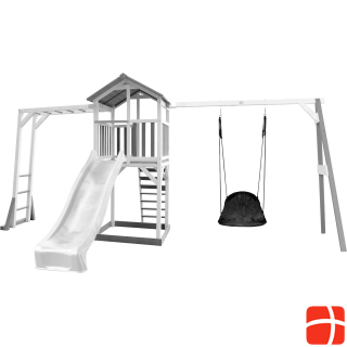 Axi Beach Tower Play Tower with Climbing Frame and Roxy Nest Swing - White Slide