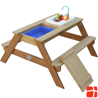 Axi Emily Sand & Water Picnic Table with Play Kitchen Sink Brown