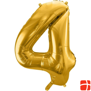 Partydeco Number balloon 4 Alu Gold 86cm