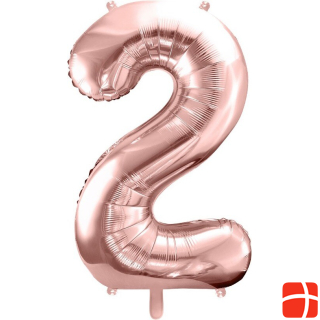 Partydeco Number balloon 2 aluminum rose gold 86cm