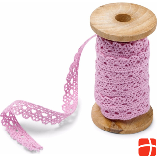 Artifete Lace ribbon 1cm with spool - Pink (5m)