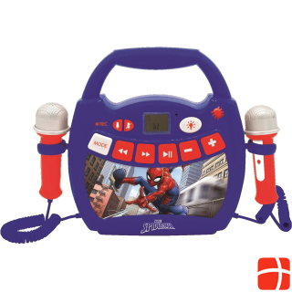 Lexibook MP320SPZ Spider-Man-Tragbarer digitaler Karaoke-Player für Kinder-Mikrofone, Lichteffekte