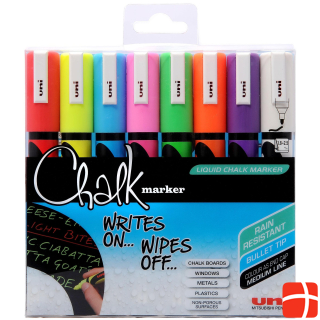 Uni-ball Chalkmarker PC8K - Assorted colors, 4 pc