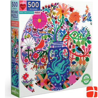 Eeboo Round puzzle, 500 pcs - Birds and Flowers (EPZFBDF)