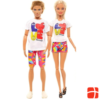 Hermex Ken and Barbie Pants and T-shirt Pair Set for Dolls Casual Love