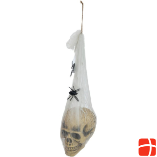 Europalms Halloween Figur Totenkopf im Spinnennetz, 30cm