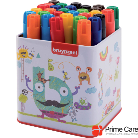 Bruynzeel Thick felt tip pens in a tube, 30 pieces.