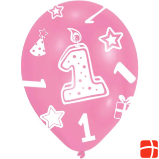 Amscan 6 Balloons pink number 1 27.5cm