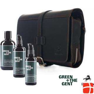 Ilpasio Necessaire marrón equipped with 3 Green & The Gent products