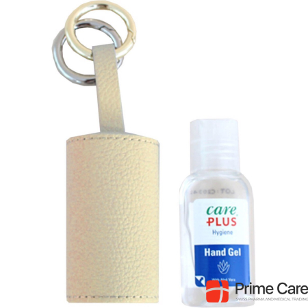Carry & Co. Handcare Leather Case with Gold and Silver Key Ring Beige