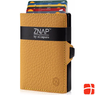 Slimpuro Wallet leather grained mustard yellow for 12 cards