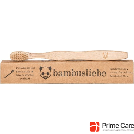 Bambusliebe Kids Toothbrush with Bamboo Style & Bamboo Bristles Soft