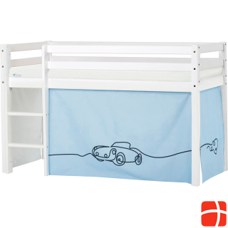Hoppekids BUNDLE BASIC half loft bed 70x160 cm (not divisible) with CARS curtain and ECO Dream mattress