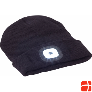 Lunartec Black knitted hat with LED light and USB charging function