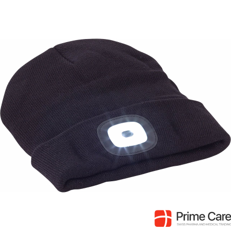 Lunartec Black knitted hat with LED light and USB charging function