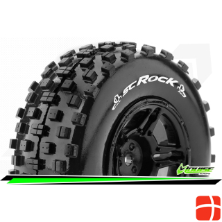 Louise SC-ROCK 1-10 Short Course Complete Wheelset Ready Glued Soft Rims Black Hex 12mm SLASH 2WD Hin