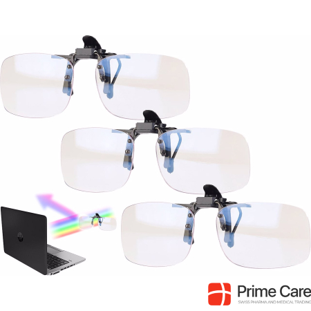 Infactory 3er-Set Augenschonende Brillen-Clips mit Blaulicht-Filter