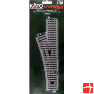Kato H0 turnout manual, left 246 mm with R490-22.5° curve