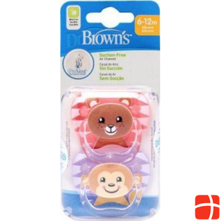 Dr Browns PV22014-PREVENT soother BUTTERFLY 6-12M-CY COLLECTION ANIMALS PINK 2 PACK