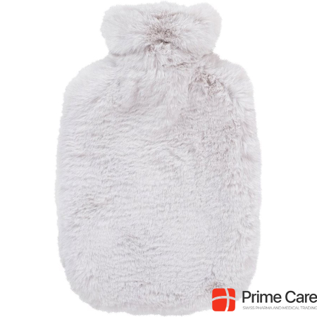 Fashy Hot water bottle fleece cover Extra Soft light gray