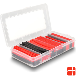 Delock Heat shrink tubing assortment box, black/red, 196 pieces