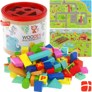 NoboKids wooden educational blocks alphabet numbers 100 items