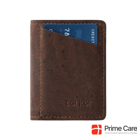 Corkor Slim Wallet Coins Pocket dark brown