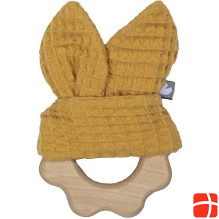BB & Co BB&Co teething aid - teething ring & grasping toy made of wood & cotton, mustard yellow