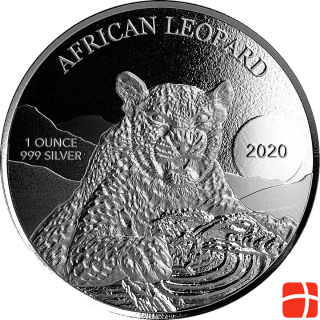 Монетный двор Скоттсдейл, серебро, Гана, леопард, 1 унция - 2020 г.