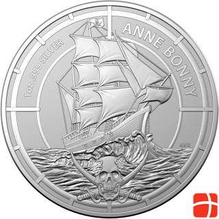 Королевский монетный двор Австралии Серебряные пиратские королевы - Энн Бонни 1 унция - RAM 2021