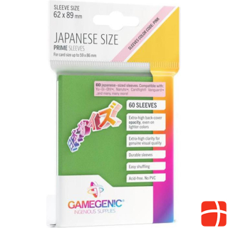 Gamegenic GGS10120ML - PRIME sleeves Japanese size, green (60 sleeves)