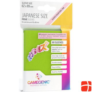 Gamegenic GGS10124ML - PRIME sleeves Japanese size, lime (60 sleeves)