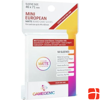 Gamegenic GGS10065ML - Matte Mini European-Sized Boardgame Sleeves 46 x 71 mm - Clear (50 Sleeves)