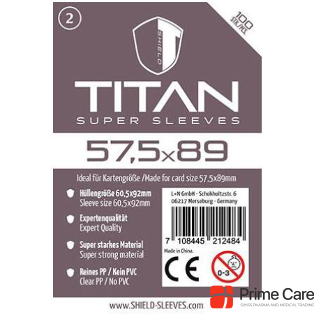 Dragon Shield 1024471 - Titanium - 100 Super Sleeves for card size 57.5 x 89 mm