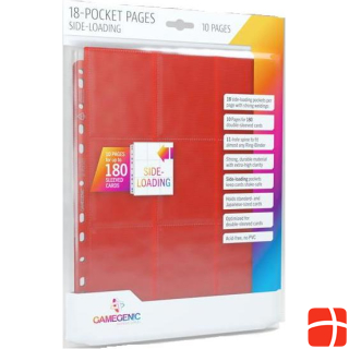 Gamegenic GGS30007 - Sideloading 18-Pocket Pages, 10 pcs pack, red