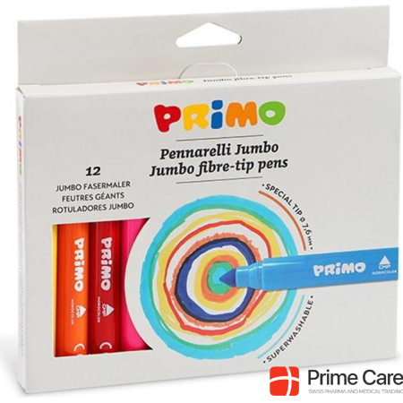Primo Jumbo Assorted Fibre Pens, 12 pieces