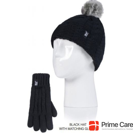 Heat Holders Girl's Hat with Pompom and Gloves