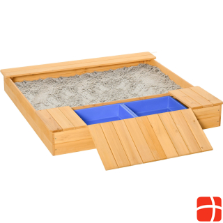 Outsunny Sandpit with bench and storage compartments