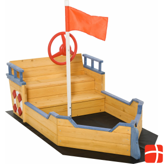 Outsunny Деревянная игровая лодка для детей с песочницей