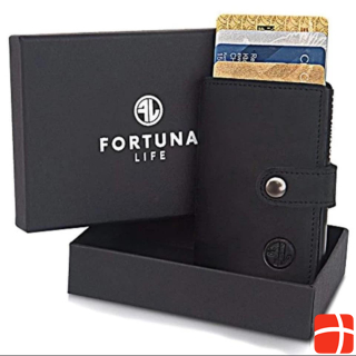 FortunaLife BLACK Real leather - combined credit card case with RFID protection