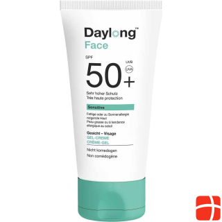 Daylong Sensitive Face Gel Cream, size suntan cream, SPF 50+, 50 ml