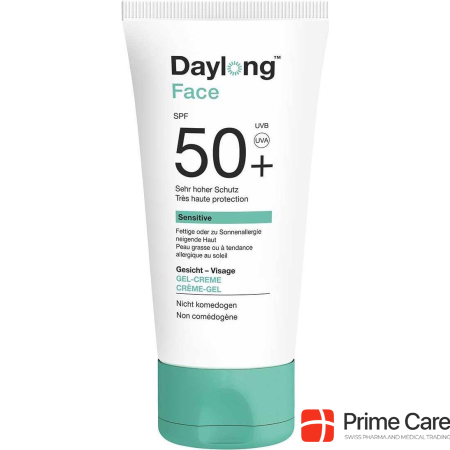 Daylong Sensitive Face Gel Cream, size suntan cream, SPF 50+, 50 ml