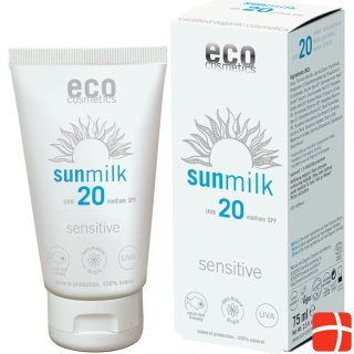 Eco Cosmetics Sun milk SPF 20 sensitive, size suntan lotion, SPF 20, 75 ml