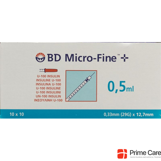 BD Microfine+ U100 Insulin Spritze 0.33mm x 12.7mm 0.5ml buy online