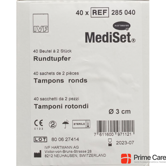 Mediset IVF Rundtupfer 3cm Steril 40 Beutel 2 Stück buy online