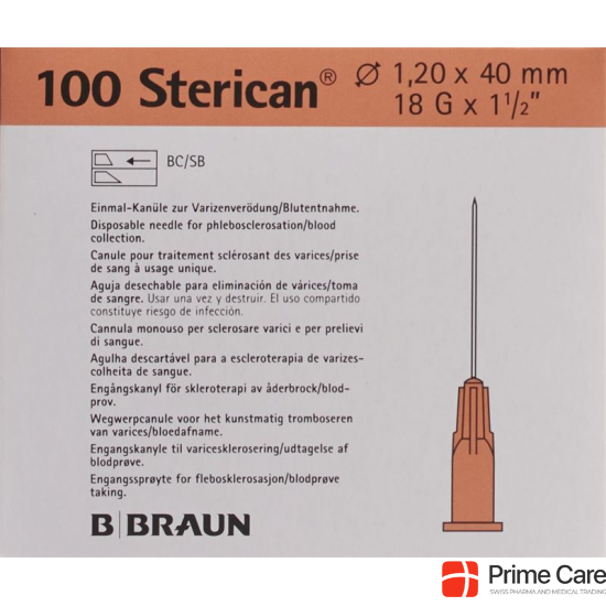 Sterican Nadel 18g 1.20x40mm Rosa Luer 100 Stück buy online