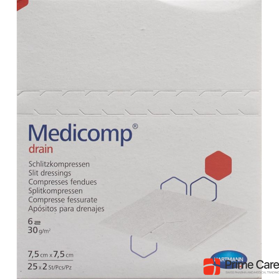 Medicomp Drain Vlieskompressen 7.5x7.5 Steril 25 Beutel 2 Stück buy online