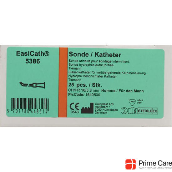 EasiCath Tiemann Männer Einmalkatheter Orange 5.3/16mm 40cm lang 25 Stück buy online