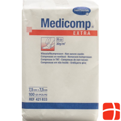 Medicomp Extra Vlieskompressen 7.5x7.5cm Nicht Steril 100 Stück